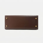 Women’s Vintage Glossy Split Leather Shoulder Strap Top Handle Bag In Gold Hardware
