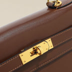 Women’s Vintage Glossy Split Leather Shoulder Strap Top Handle Bag In Gold Hardware