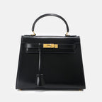 Women’s Vintage Glossy Split Leather Shoulder Strap Top Handle Bag In Gold Hardware