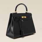 Women’s Vintage Glossy Split Leather Shoulder Strap Top Handle Bag In Gold Hardware