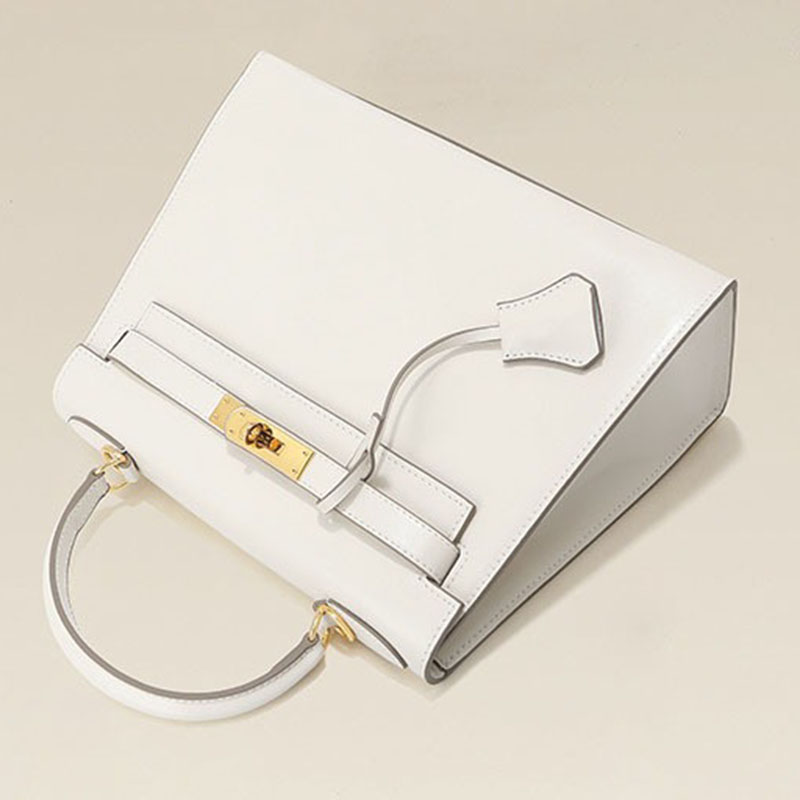 Women’s Vintage Glossy Split Leather Shoulder Strap Top Handle Bag In Gold Hardware