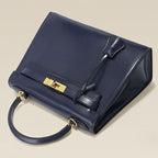 Women’s Vintage Glossy Split Leather Shoulder Strap Top Handle Bag In Gold Hardware