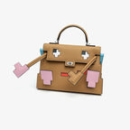 Women’s Epsom Mosaic Pixel Doll Top Handle Bag In Silver Hardware
