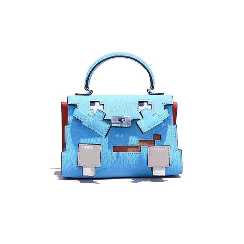 Women’s Epsom Mosaic Pixel Doll Top Handle Bag In Silver Hardware