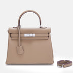 Women’s Full Grain Leather Top Handle Bag in Silver Hardware