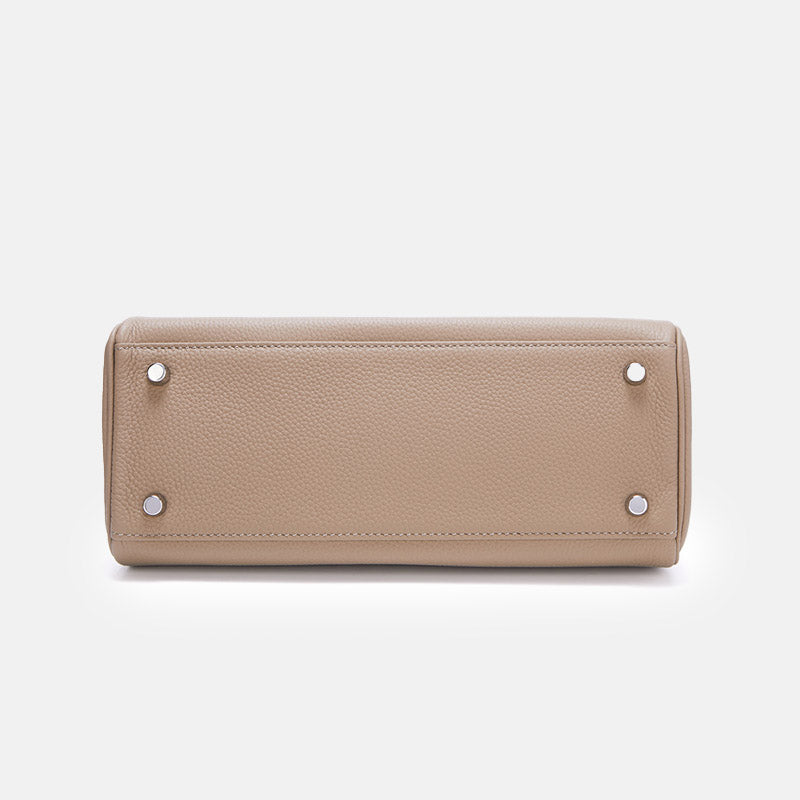 Women’s Full Grain Leather Top Handle Bag in Silver Hardware
