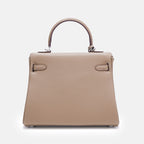 Women’s Full Grain Leather Top Handle Bag in Silver Hardware