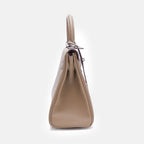 Women’s Full Grain Leather Top Handle Bag in Silver Hardware