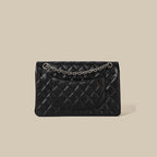 Women’s Quilted Leather Flap Lock Clasp Crossbody Shoulder Chain Bags In Black