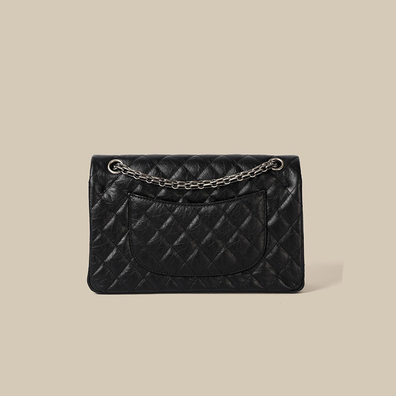 Women’s Quilted Leather Flap Lock Clasp Crossbody Shoulder Chain Bags In Black