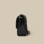 Women’s Quilted Leather Flap Lock Clasp Crossbody Shoulder Chain Bags In Black