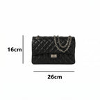 Women’s Quilted Leather Flap Lock Clasp Crossbody Shoulder Chain Bags In Black