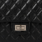 Women’s Quilted Leather Flap Lock Clasp Crossbody Shoulder Chain Bags In Black