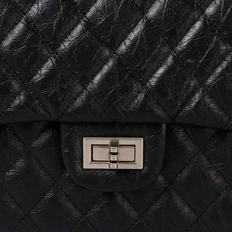 Women’s Quilted Leather Flap Lock Clasp Crossbody Shoulder Chain Bags In Black