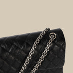 Women’s Quilted Leather Flap Lock Clasp Crossbody Shoulder Chain Bags In Black