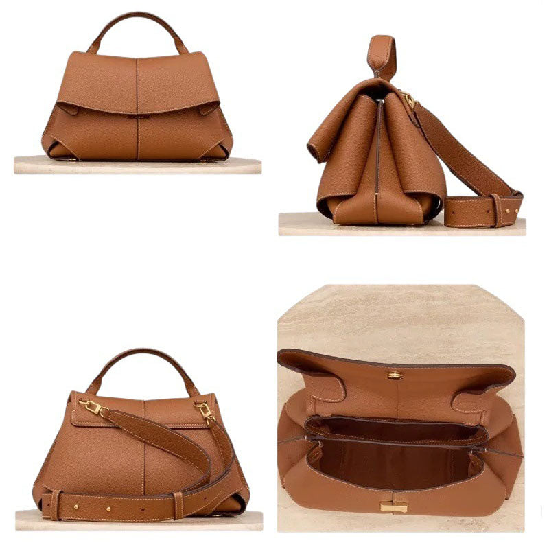 Women’s Split Leather Flap Crossbody Shoulder Handbag