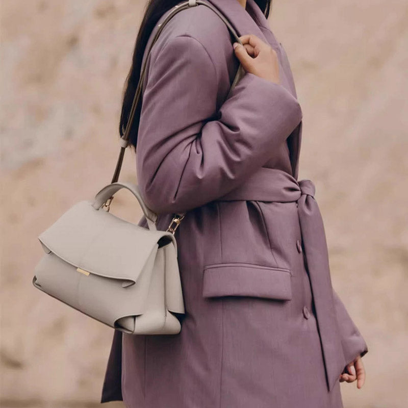 Women’s Split Leather Flap Crossbody Shoulder Handbag