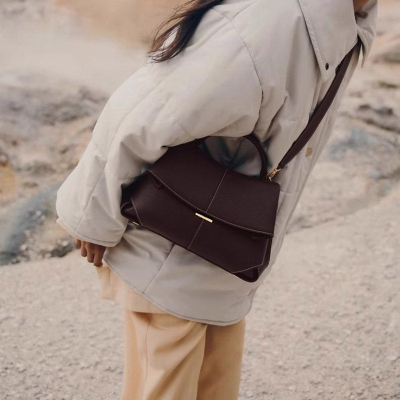 Women’s Split Leather Flap Crossbody Shoulder Handbag