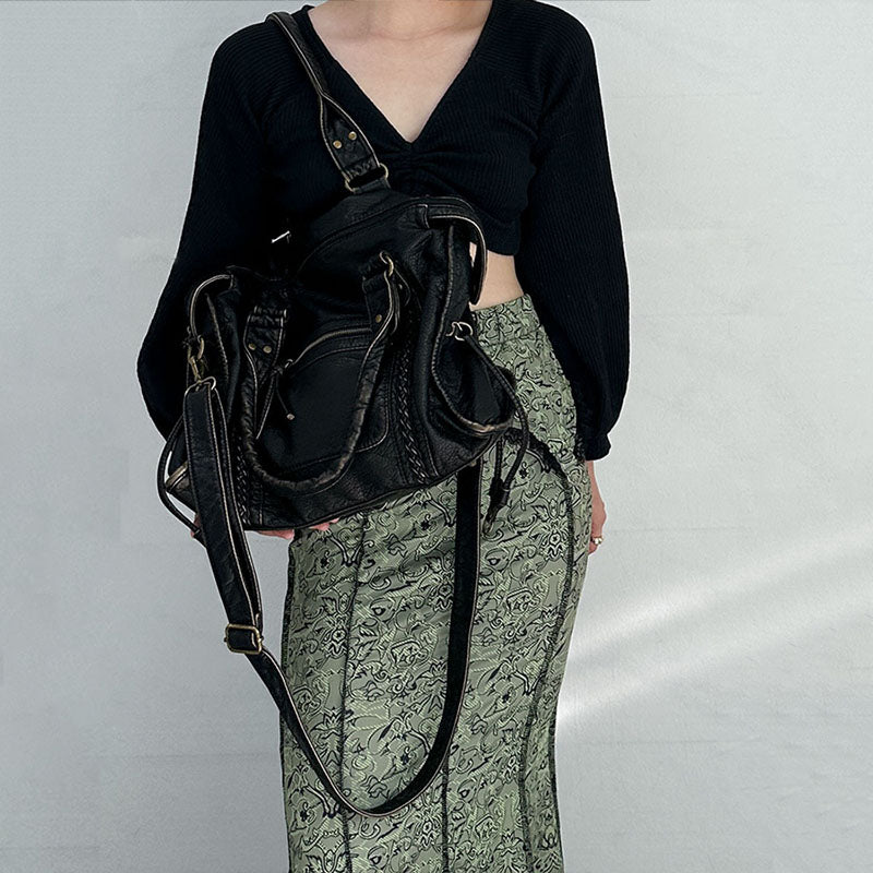Women’s Vintage Antique Bronze PU Material Crossbody Hobo Bag