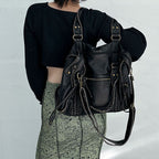 Women’s Vintage Antique Bronze PU Material Crossbody Hobo Bag