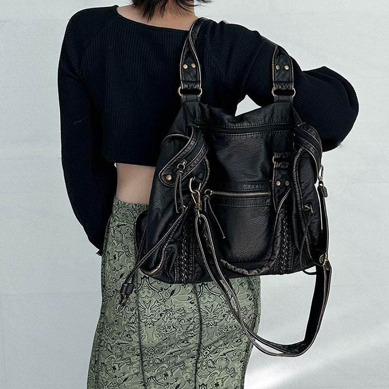 Women’s Vintage Antique Bronze PU Material Crossbody Hobo Bag