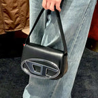 Women’s Letter D Genuine Leather Baguette Shoulder Bags