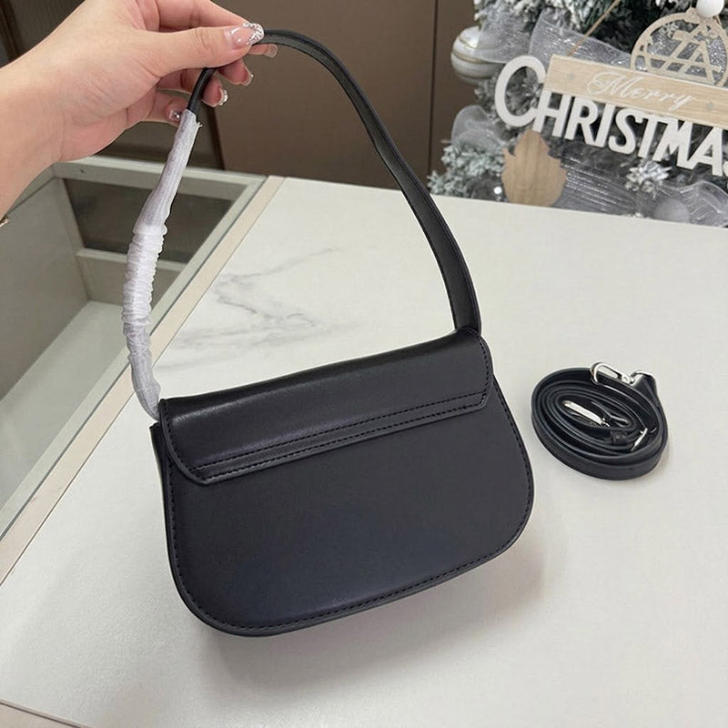 Women’s Letter D Genuine Leather Baguette Shoulder Bags