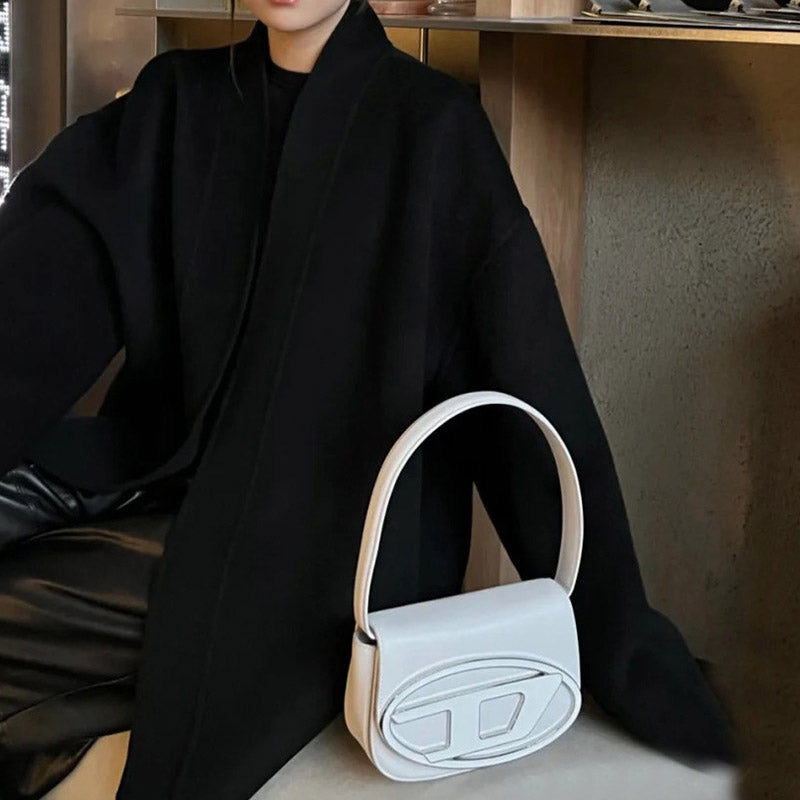 Women’s Letter D Genuine Leather Baguette Shoulder Bags