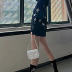 Women’s Letter D Genuine Leather Baguette Shoulder Bags