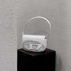 Women’s Letter D Genuine Leather Baguette Shoulder Bags