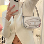 Women’s Letter D Genuine Leather Baguette Shoulder Bags