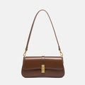 Women’s Genuine Leather Lock Buckle Crossbody Shoulder Baguette Bag In Vintage