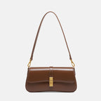 Women’s Genuine Leather Lock Buckle Crossbody Shoulder Baguette Bag In Vintage