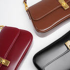 Women’s Genuine Leather Lock Buckle Crossbody Shoulder Baguette Bag In Vintage