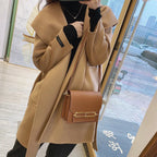 Women’s Genuine Leather Pig Nose Lock Buckle Crossbody Bag