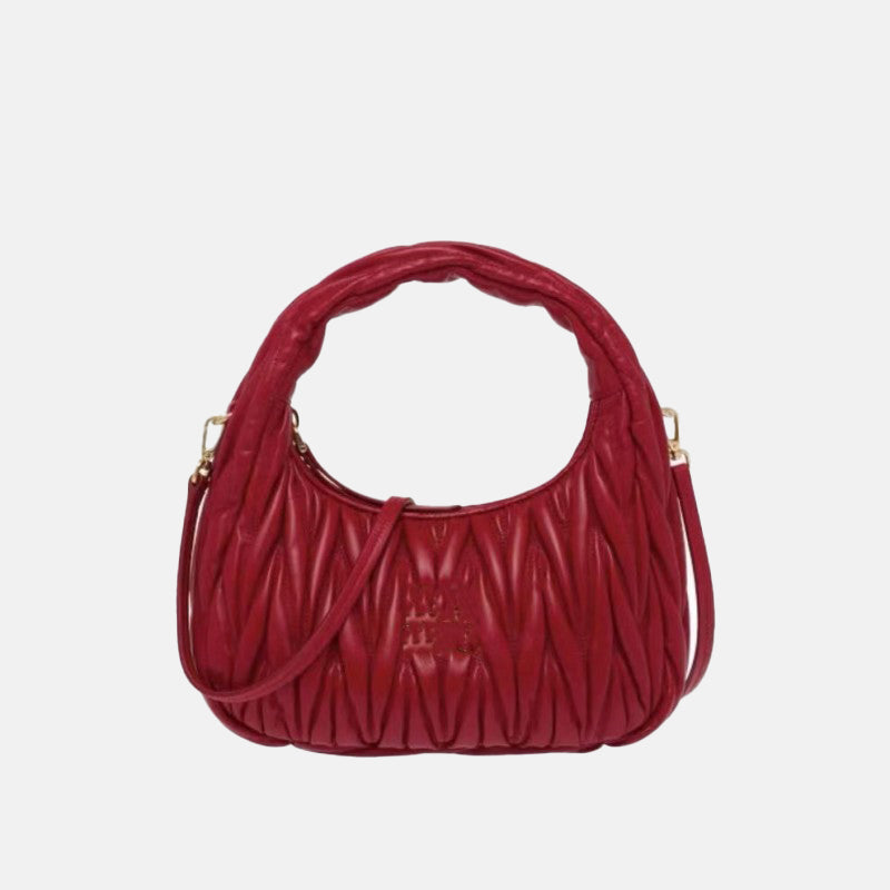 Women’s Quilted Zipper Hobo Shoulder Handbags in Lambskin Leather