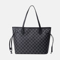 Women’s Black Checkerboard Large Tote Bags with Purse