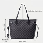 Women’s Black Checkerboard Large Tote Bags with Purse