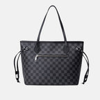 Women’s Black Checkerboard Large Tote Bags with Purse