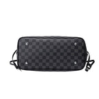 Women’s Black Checkerboard Large Tote Bags with Purse