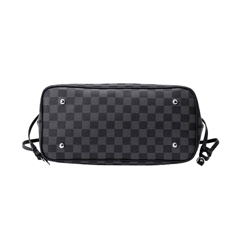 Women’s Black Checkerboard Large Tote Bags with Purse