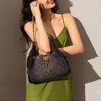 Women’s Quilted Canvas Chain Hobo Bag In Gold Hardware