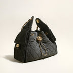 Women’s Quilted Canvas Chain Hobo Bag In Gold Hardware