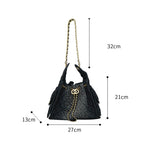 Women’s Quilted Canvas Chain Hobo Bag In Gold Hardware