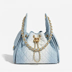 Women’s Quilted Canvas Chain Hobo Bag In Gold Hardware