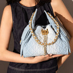 Women’s Quilted Canvas Chain Hobo Bag In Gold Hardware