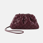 Women’s Minimalist Woven Pleated Cloud Shaped Crossbody Clutch Bag