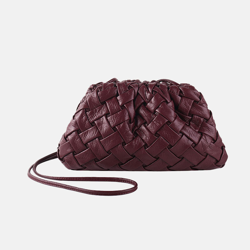 Women’s Minimalist Woven Pleated Cloud Shaped Crossbody Clutch Bag