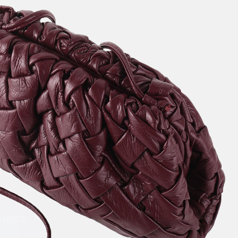 Women’s Minimalist Woven Pleated Cloud Shaped Crossbody Clutch Bag
