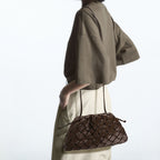 Women’s Minimalist Woven Pleated Cloud Shaped Crossbody Clutch Bag